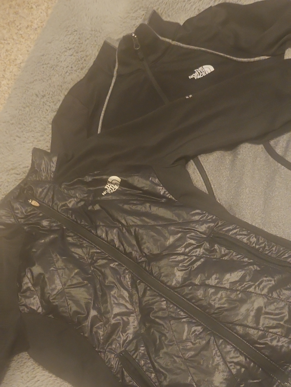 TWO North Face Women's Black Hybrid Jacket AND zip Jacket